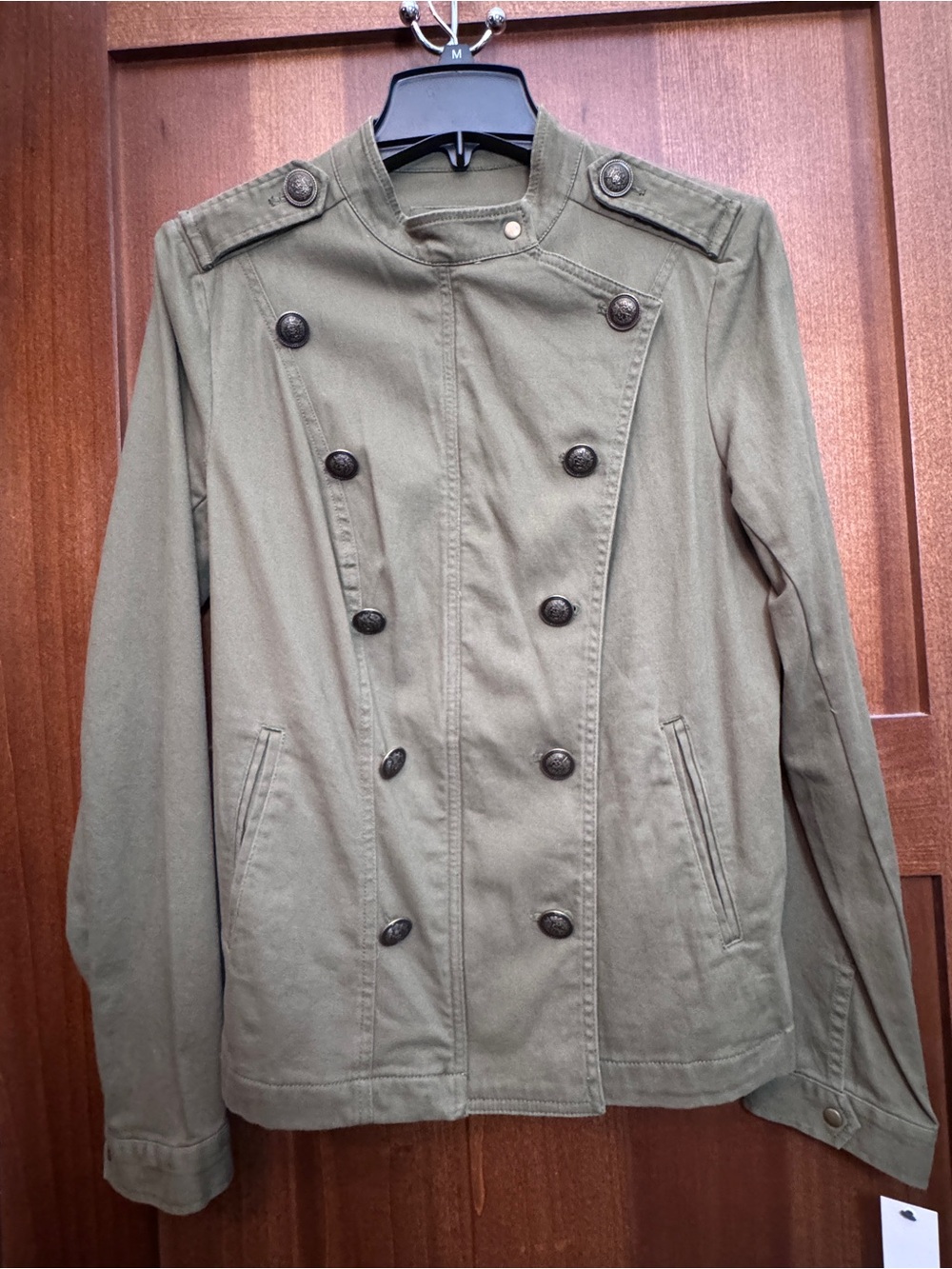 Women's Olive Green Jacket Double-Breasted